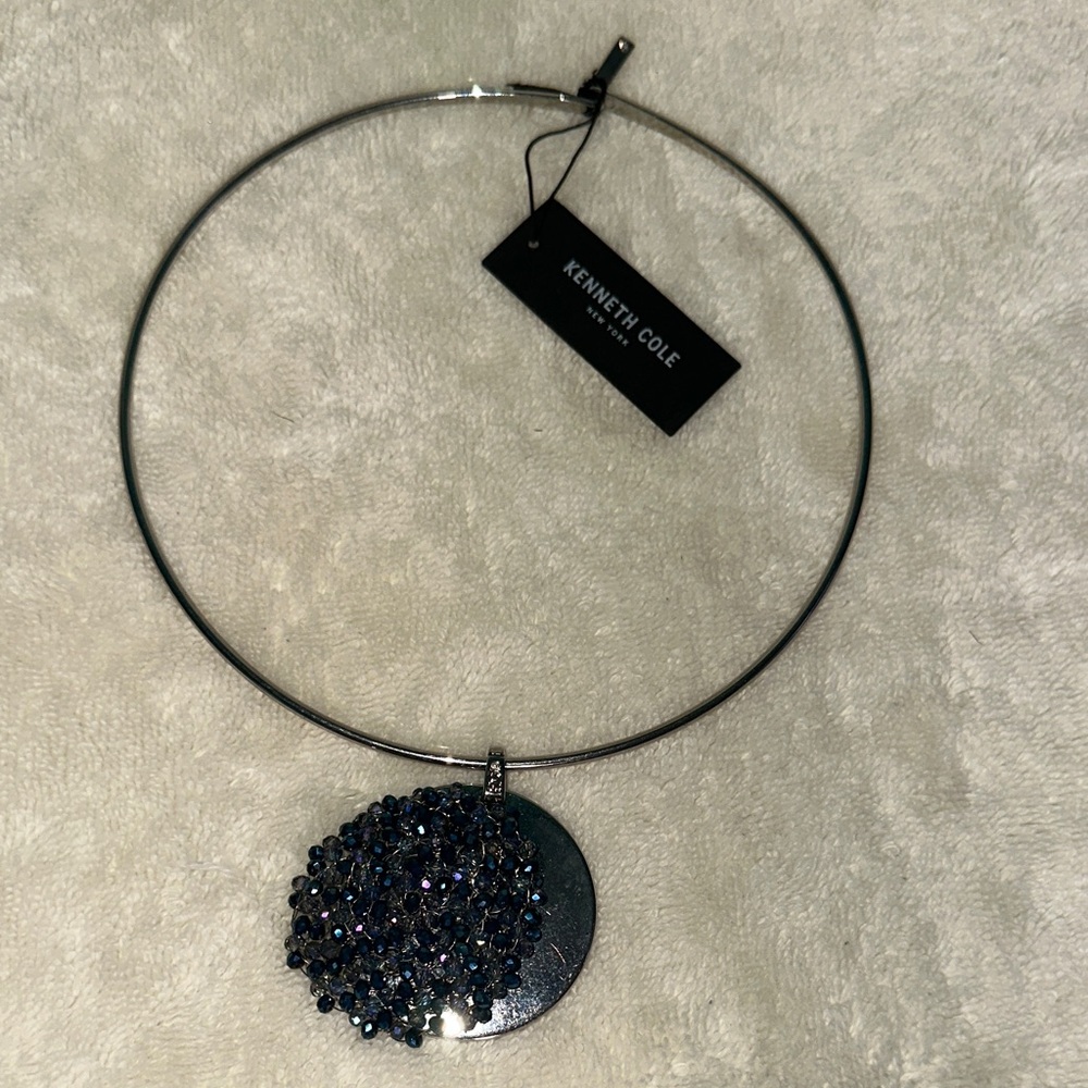 Kenneth Cole Midnight Blue and Silver Pendant Necklace